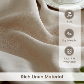 Dreaming Casa Taupe Linen Semi Sheer Curtains 96 inches Long, Light Filtering Curtains Sheer Rod Pocket & Back Tab, Soft Window Privacy Drapes Living Room Bedroom, 2 Panels Set, Each W52 x L96