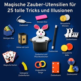 Kosmos 694302 Magic Hat, Simply Learn Magic Tricks and Illusions, Magic Box with Wand and Many Other Utensils, for Children from 6 Years