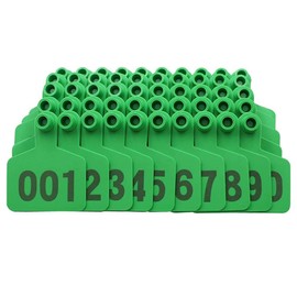 Cattle Ear Tags, Large Plastic Livestock Ear Tags for Sheep Cattle Calf Hog with Number 001-100/101-200/201-300, Animal Identification Ear Tag (Green, 001-100)