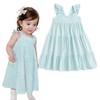 Curipeer Baby Girl Cotton Linen Dress with Smocking Casual Infant