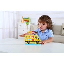 Woody Treasures Pop Up Toy Wooden Pop Up Toys for Babies 1 2 3 Year Old - Colourful and Educational Toys for Toddlers & Preschoolers - Animal Bus Design for Girls & Boys