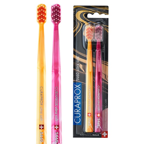 Curaprox CS 5460 Ultra Soft Manual Toothbrush, Special Edition: Marble 2023, Pack of 2, Soft Toothbrush