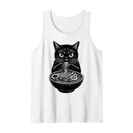 Black Cat Eating Ramen Meme Funny Ramen Cat Tank Top