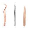 3 Pieces with Comb Tweezers, Grafted Eyelash Tools, Stainless Steel