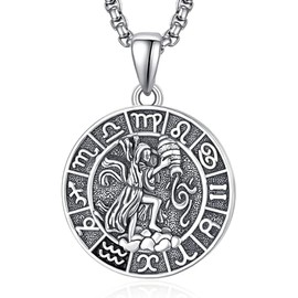 ADMETUS Sternzeichen Wassermann Anhänger Kette Silber Wassermann Halskette Herren Tierkreiszeichen Anhänger Schmuck Sternzeichen Konstellation Kette Geschenke für Männer