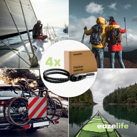 Set of 4 Tension Ropes for Attaching Warning Boards, Rubber Tensioner, Mounting Warning Sign, Adjustable Length (Black, 100 cm)