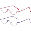 REAVEE 2 Pack Retro Designer Half Frame Reading Glasses for