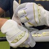 Axe Pro-Fit Batting Gloves White/Gold Cabretta Leather Adult M