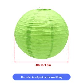 Hocansen 5Pcs Paper Lanterns Decorative 12in Hanging Round Paper Lanterns Lamp Chinese Paper Lanterns for Birthday Wedding Baby Party Decoration (Green/DL)