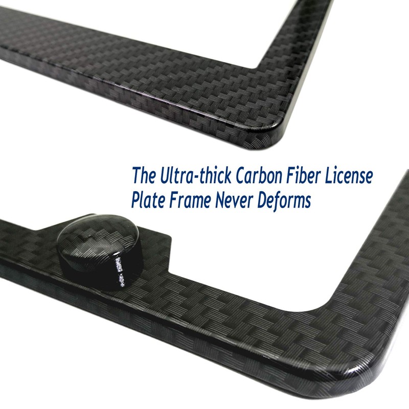 Aootf License Plate Frames Anti Theft- Tamper Proof Carbon Fiber