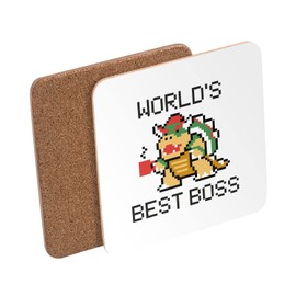 Cork Coaster - World's Best Boss Video Games Mascot Parody Villain Retro Gaming 80's - 1 Piece (95x95mm)