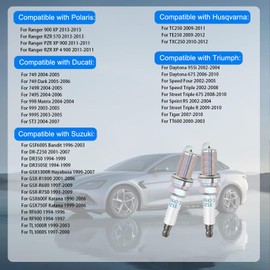 Yeoflagtrade CR9EIX 3521 Spark Plugs Compatible with Polaris Ranger 900 XP RZR 570, for Yamaha FZ6R FX10, for Husqvarna TC250 TXC250, for Kawasaki ZX600 ZR550 Zephyr Replace for CR7E CR8E 6263 CR9E