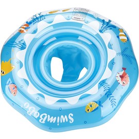 Baby Float Ring with Foot Insert, Cute Child Float, Baby Float for Bath, Float Ring with Hand Pump, Suitable for 6 Months to 3 Years (Blue)
