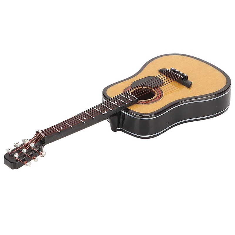 Miniature Wooden Guitar Model Exquisite Realistic Mini Musical Ornaments with