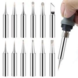 Pack of 12 Soldering Iron Tips, 900 m Soldering Tip Replacement Soldering Tips Set, Alloy Soldering Tips Use, Soldering Iron Tips Set for Soldering Stations, Welding Equipment Accessories, Compatible