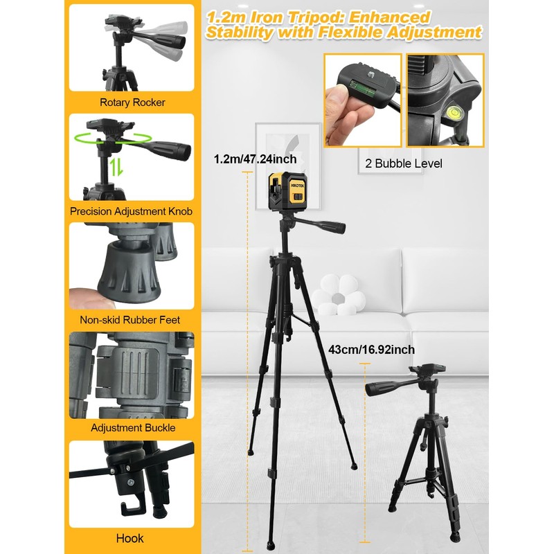 Laser Level Self-Leveling Green Beam Horizontal and Vertical Cross-Line Laser
