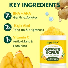 Exfoliante Corporal De Jengibre Con Aha/Bha: Drenaje Linfático, Exfoliante, Anticelulítico, Reafirmante Y Desintoxicante De Axilas.