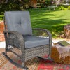 MEETWARM Outdoor Wicker Rocking Chair, Rattan Patio Rocker Chairs with