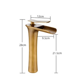 XYBSDBTNR Waterfall Faucet for Bathroom Sink, Hot and Cold Water Mixer Tap, Brass Bathroom Vanity Faucet, Single Handle Bathroom Faucet High, Black(Antique)