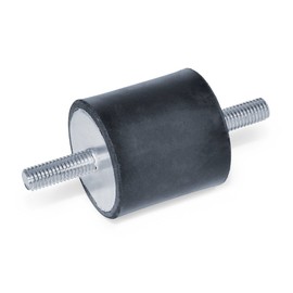 Ganter Grade Elements Bump Stop – GN 351 with 2 Bolts Natural Rubber, Black, GN 351-50-40-M10-SS-55
