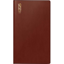 rido/idé Pocket Diary Model TM 17/contacter (2025), 2 Pages = 1 Week, A6 Landscape, 128 Pages, Plastic Cover, Bordeaux