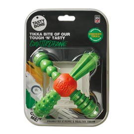 TastyBone QuattroBone Nylon Dog Chew Toy for Small Dogs (Chicken Tikka) - Indestructible for Aggressive Chewers, Everlasting Flavour, Strong Healthy Teeth, Made in the UK