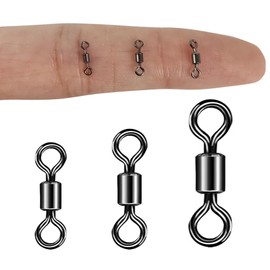 EUPHENG 50/60PCS Micro Swivels for Fly Fishing, High Strength Small Rolling Barrel Swivels with Black Nickel Coating, Fly Fishing Tackles to Reduce Line Twist 10LB-30LB