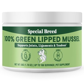 Green Lipped Mussel Powder for Dogs & Cats - 100% New Zealand Green Lipped Mussels - Natural Hip & Joint Supplement for Joints, Tendons, Ligaments, Muscles - 50 Grams - Up to 166 Servings