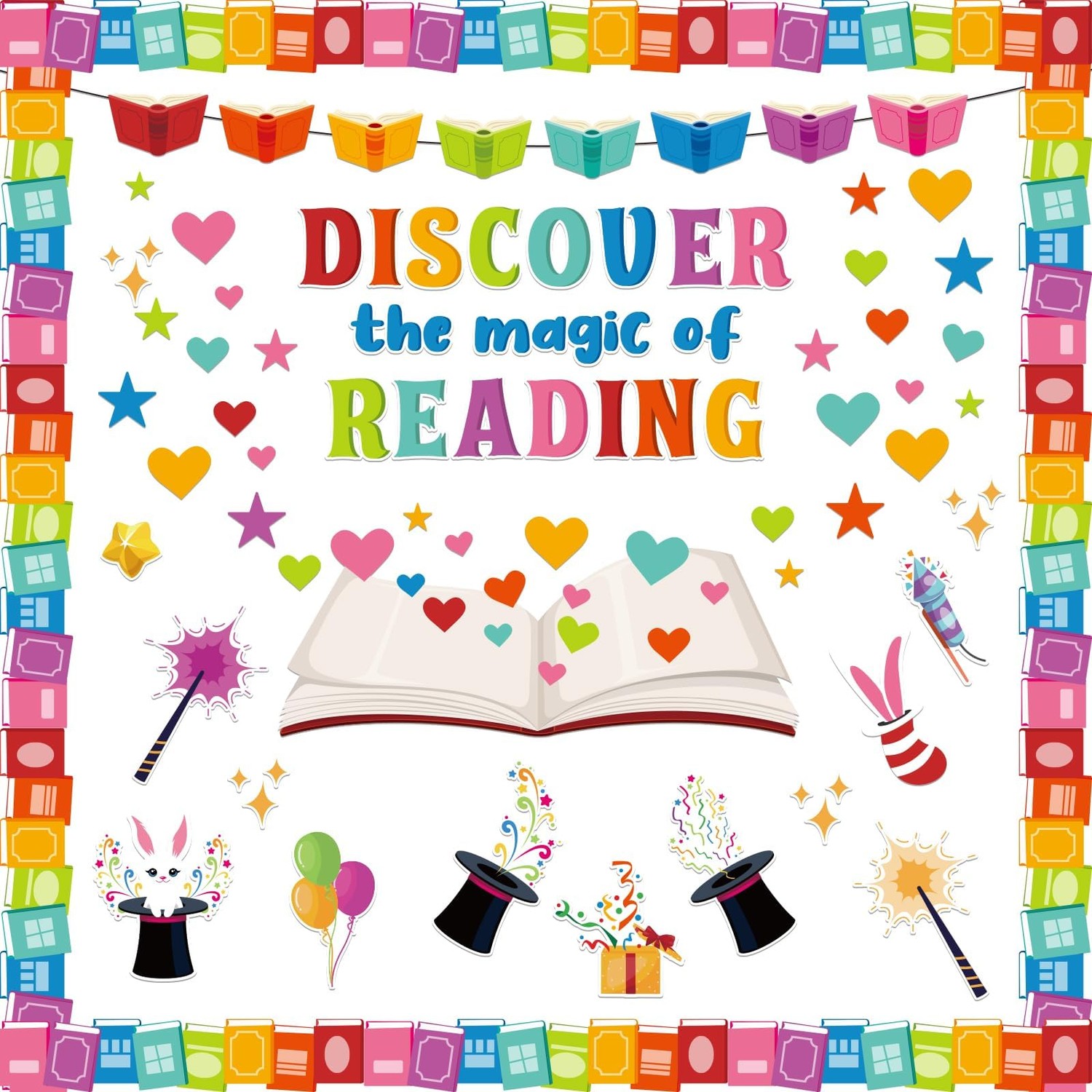 gisgfim Reading is Magic Bulletin Board Decorations Set Classroom ...