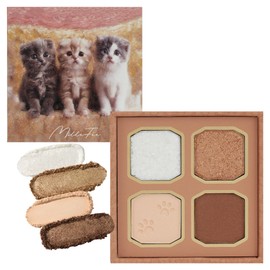 Milfee My Kitty Eye Palette (06 Scottish Fold) Cat 4 Colors Eye Shadow Glitter Brown Beige White Makeup MilleFee