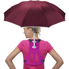 Primo Supply Wearable Hands-Free Umbrella Sun Rain Blocker Fishing Outdoor Use Running Jogging Canoeing Kayaking Shade and UV Sunburn | Red