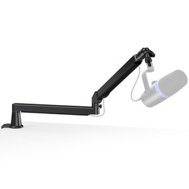 Low Profile Mic Arm, Cable Management Microphone Boom Arm, Full Aluminum Adjustable Mic Stand with Desk Clamp, 360°Rotatable Heavy Duty Microphone Stand for Streaming, Podcasting, Recording