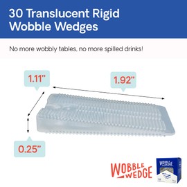 WOBBLE WEDGES Rigid Plastic Shims, 30 Pack - Made in USA - Multi-Purpose Shim Wedges for Home Improvement & Work - Plastic Wedge Furniture Levelers, Table & Toilet Shims, Leveling Feet - Translucent