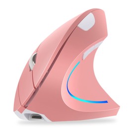 WREWING Ergonomic Mouse, Right-Handed 2.4 GHz Wireless Vertical Mouse with 4 Adjustable DPI 800/1200/1600/2400, 6 Buttons, Compatible with PC, Desktop, Mac (Pink)