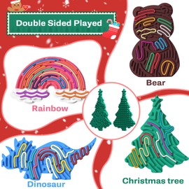 Christmas Stocking Stuffers for Kids Gifts:4Pcs Sensory Activity Board,Adults & Kids Anxiety ADHD Silicone Fidget Toy,Inspire Kid's 3+ Creative Talents,Includes Triceratops,Bear,Rainbow,Christmas Tree