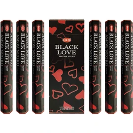 Hem 6 Pack 20 Stick Black Love - Box Of Six 20 Stick Tubes, 120 Sticks Total - Hem Incense