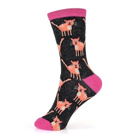 Thingimijigs Ladies Animal Pet Patterned Cotton Rich Ankle Socks - 6 Pairs - Cat