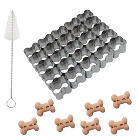Zorfeter 25 Cavity Dog Bone Cracker Cutter, Non-stick Cookie Cutter Mini Dog Bone Molds with Cleaning Brush, Stainless Steel Cookie Cutters for Baking/Treats