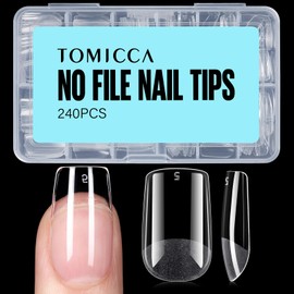 TOMICCA Short Square Nail Tips, 240Pcs Half Matte Press on Full Cover Acrylic Nails, 12 Sizes Soft Gel Fake Nail Tips for Nail Extension Art Home DIY Nail Salon