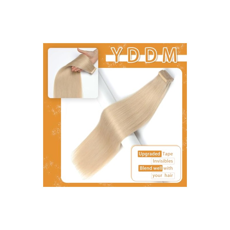 YDDM Extensiones De Cabello Humano Con Cinta Adhesiva, 24", 20