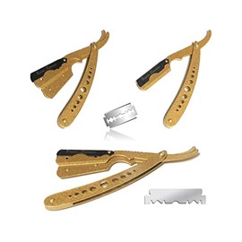 Gold And Black Straight Edge Razor Straight Edge Folding Knife Straight Razor