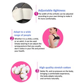 Posture Corrector for Men and Women: Comfortable Upper Back Support Adjustable Back Support for Back, Neck and Shoulders - Black Back