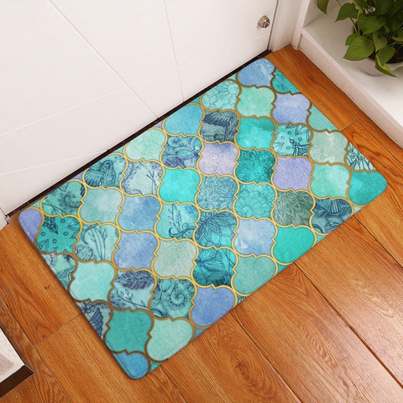 Geometry Printing Non slip Water Absorbent Mat Pad Bathroom Kitchen