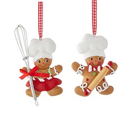 Gingerbread Boy & Girl Baker Christmas Ornament – Personalized or Non-Personalized Holiday Ornament | Cute Gingerbread Cookie Tree Decoration, Kitchen Baker Gift, Holiday Keepsake Décor