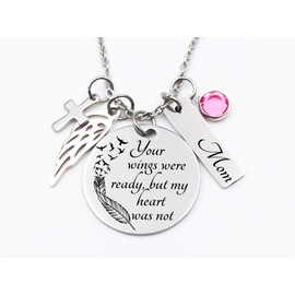 Memorial Jewelry, Stainless Steel Pendant, Necklace,Your Wings Were Ready, But My Heart Was Not, Child loss, Lose of Loved One