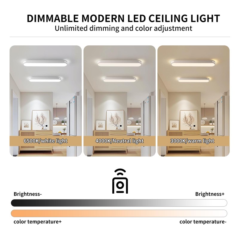 Becailyer Modern LED Linear Ceiling Lights, Dimmable LED Ceiling Lamp