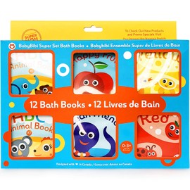 Super Bath Book Set of 12 (Fruits, Ocean Friends, ABC, Numbers Books; Color Recognition Bath Books Including Yellow, Green, Red and Blue Color Topics, ABC Animal Bath Books.