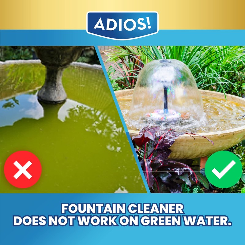 Adios! Fountain Cleaner and Clarifier for Outdoor and Indoor Fountains
