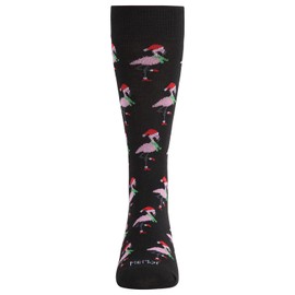 MeMoi Men's Christmas Festive Flamingo Rayon Blend Crew Socks Medium Gray Heather 10-13