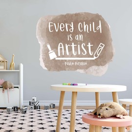 Children Every Child is an Artist Empowering Quote Wall Decal Decoration Cute Kids Art Paint Brush Pencil Childrens Room Lasts Years and Easily Removable - Size: 10 in(W) x 8 in(H)